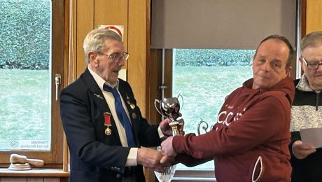some of the winners from last season's competitions; Sean Davies, Anne Lambert, Mary Fowler, Sue Roberts. Steven Pearce, Chris Horlick and Paul Davies. Presentation hosted by Captain Brett Stevenson and trophies presented by President Roy Higgins.